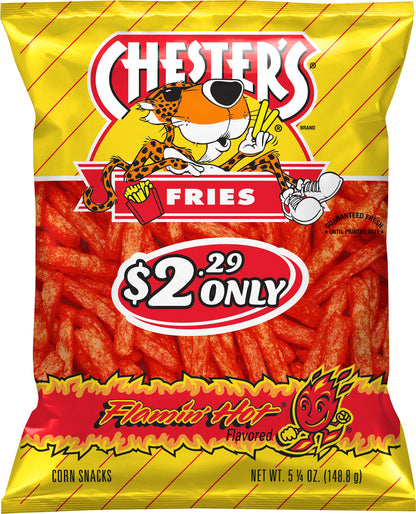 Chester's Fries Corn Snacks Flamin' Hot Flavored 5 1/4 Oz