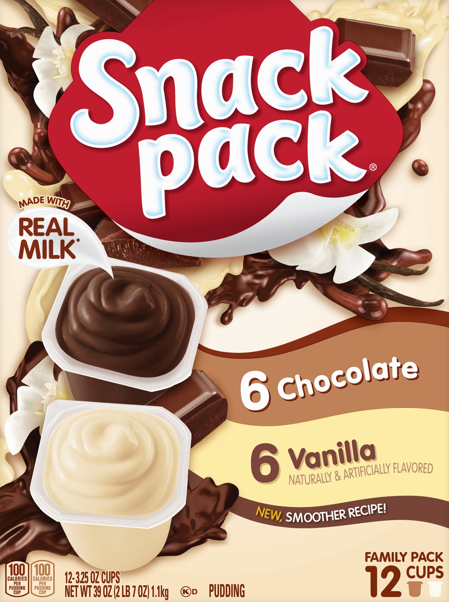 Snack Pack Family Pack Chocolate/Vanilla Pudding 12 ea