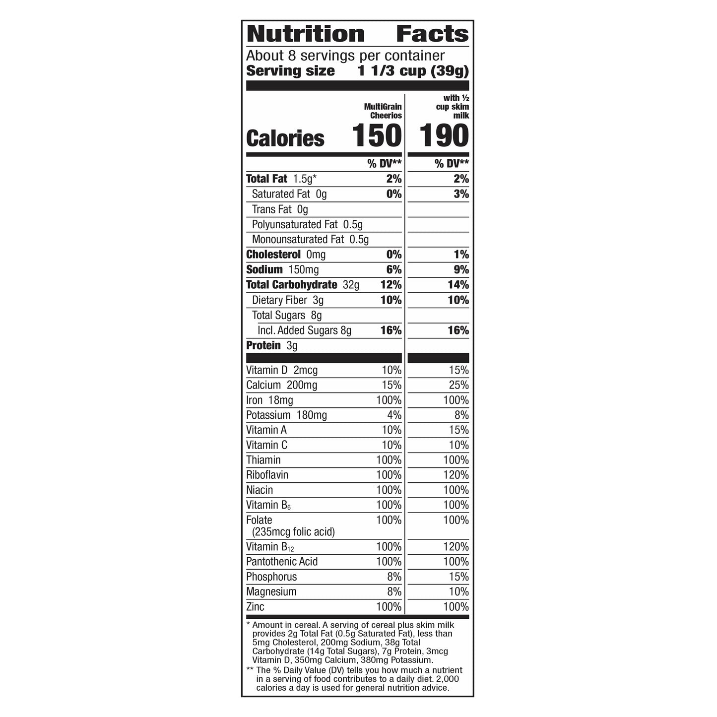 Multi Grain Cheerios, Breakfast Cereal, Gluten Free, Whole Grain Oats, 12 oz