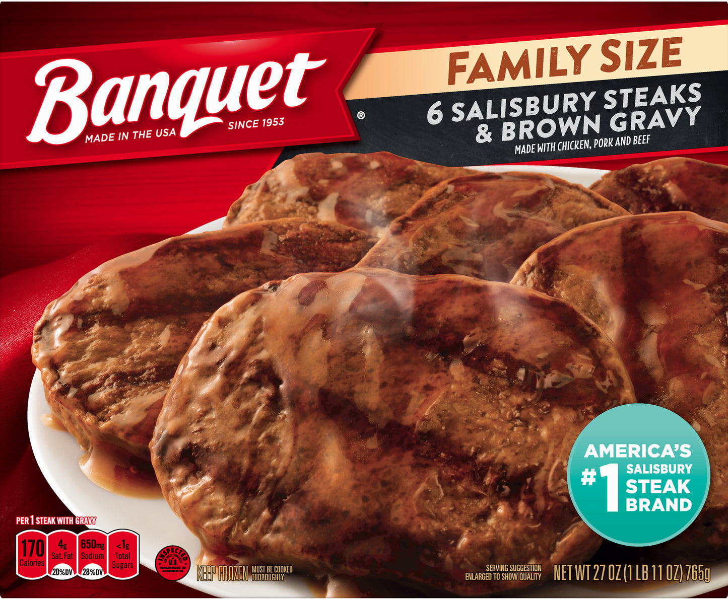 Banquet Family Size Salisbury Steaks & Brown Gravy 6 ea