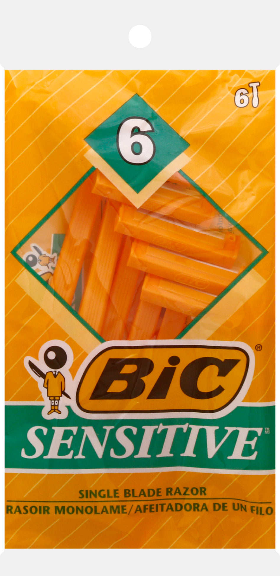 BiC Sensitive Single Blade Razor 6 ea