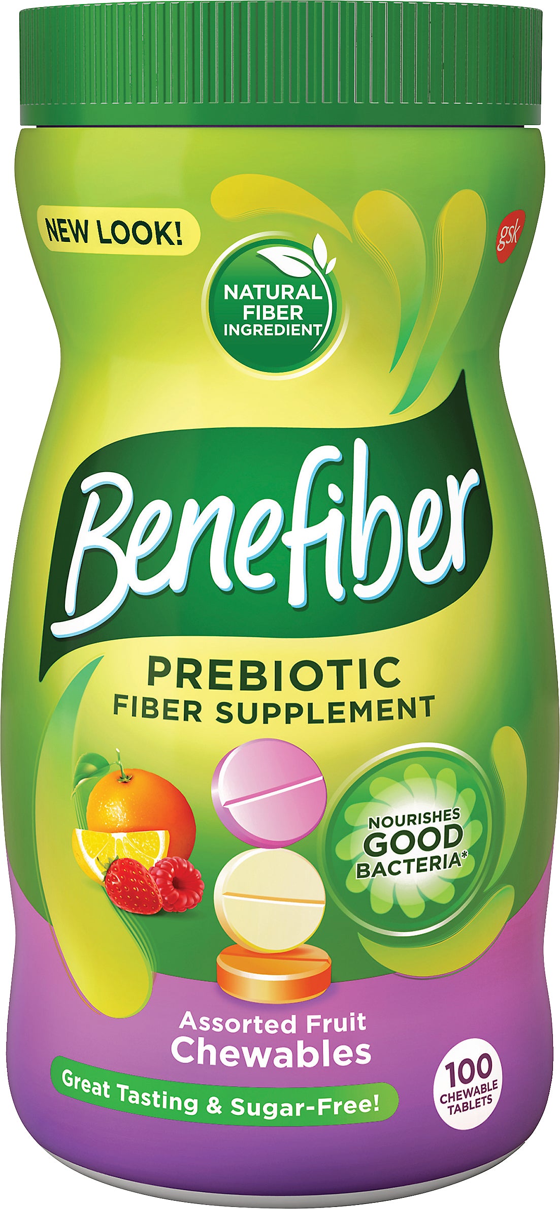 Benefiber Chewable Tablets Assorted Fruit Prebiotic Fiber Supplement 100 ea