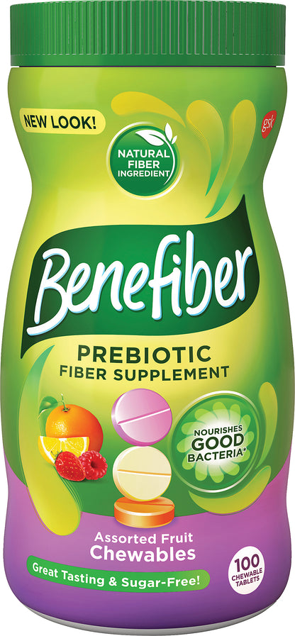 Benefiber Chewable Tablets Assorted Fruit Prebiotic Fiber Supplement 100 ea