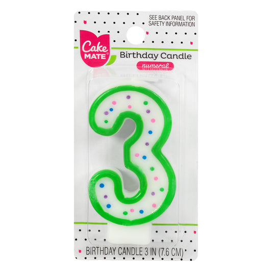 Cake Mate 3 Inch 3 Numeral Birthday Candle 1 ea