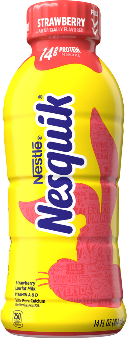 Nesquik Lowfat Strawberry Milk 14 oz Bottle