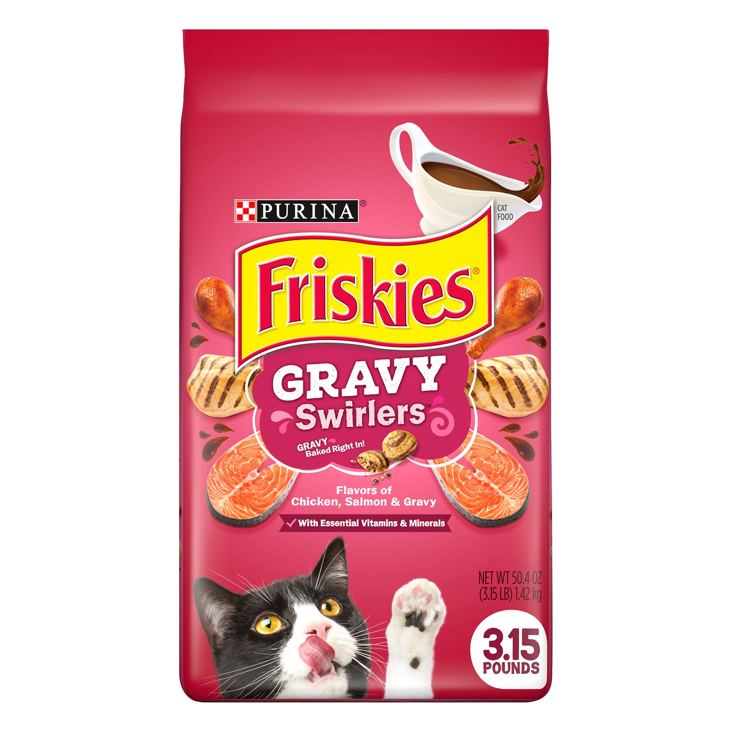 Purina Friskies Dry Cat Food, Gravy Swirlers - 3.15 lb. Bag