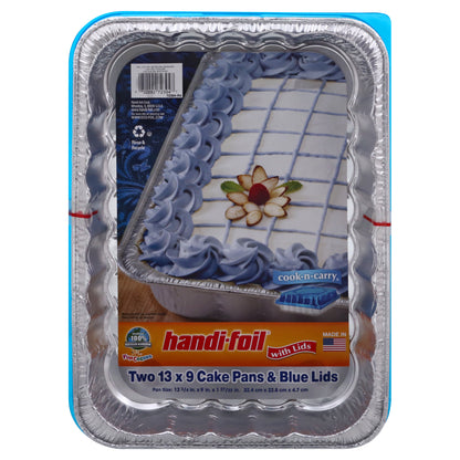 Handi-Foil 2 Pack 13 x 9 Cake Pans & Blue Lids 2 ea
