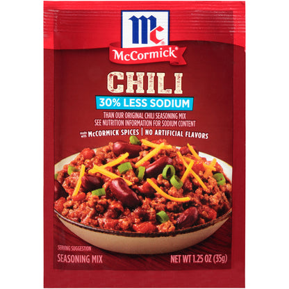 McCormick® 30% Less Sodium Chili Seasoning Mix 1.25 oz. Packet