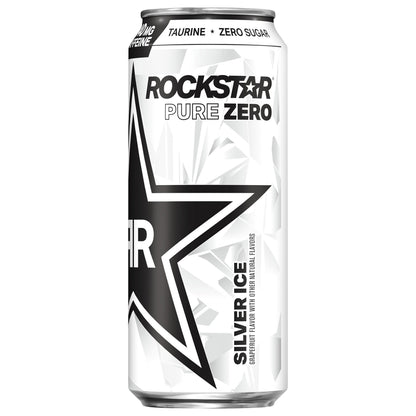 Rockstar Pure Zero Sugar Free Energy Drink Silver Ice Grapefruit 16 Fl Oz Can