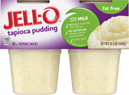 Jell-O Fat Free Ready to Eat Tapioca Pudding Cups, 4 ct - 15.5 oz Package