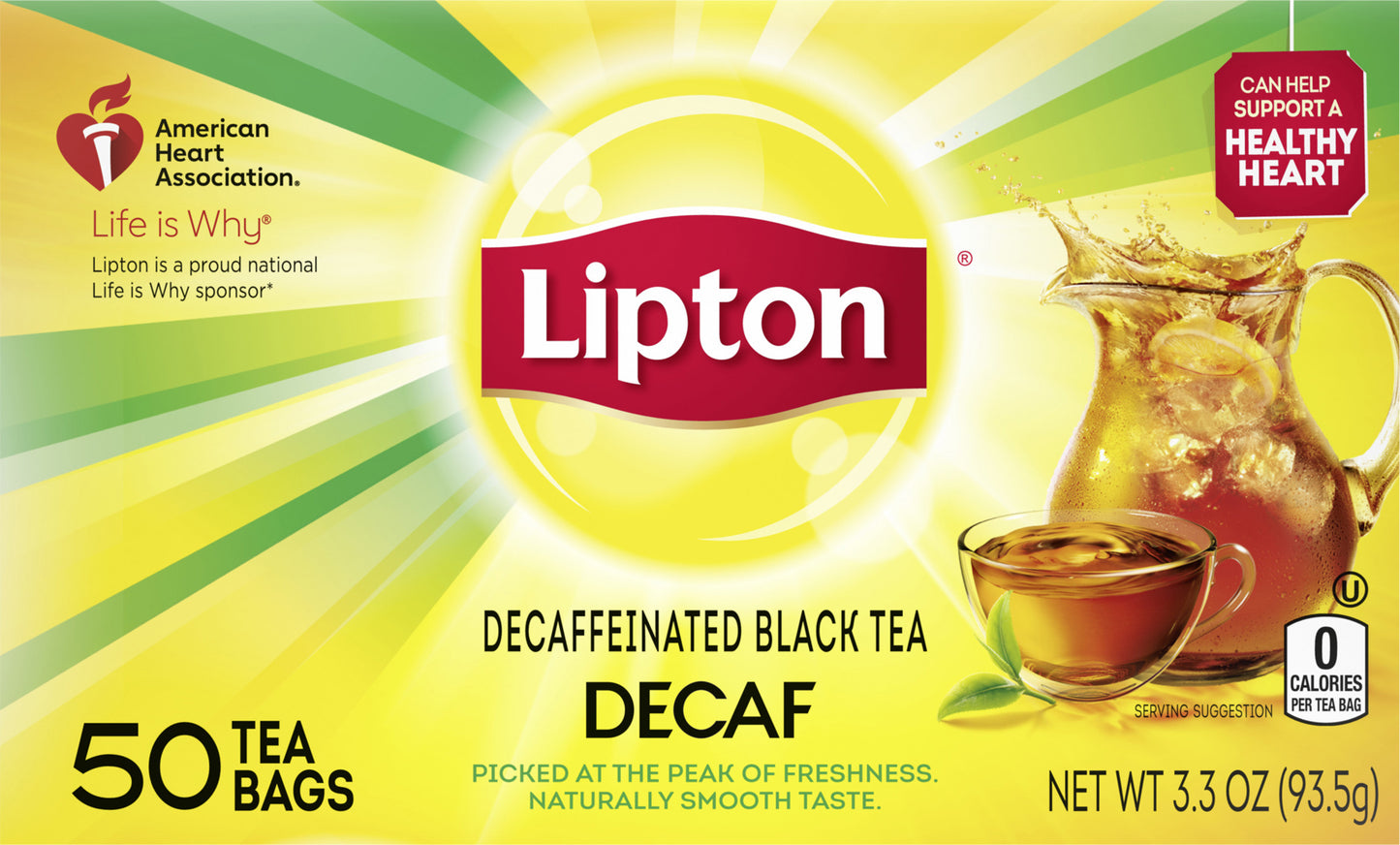 Lipton Tea Bags Decaffeinated Decaf Black Tea 50 ea