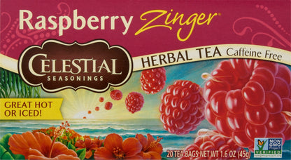 Celestial Seasonings Caffeine Free Tea Bags Raspberry Zinger Herbal Tea 20 ea