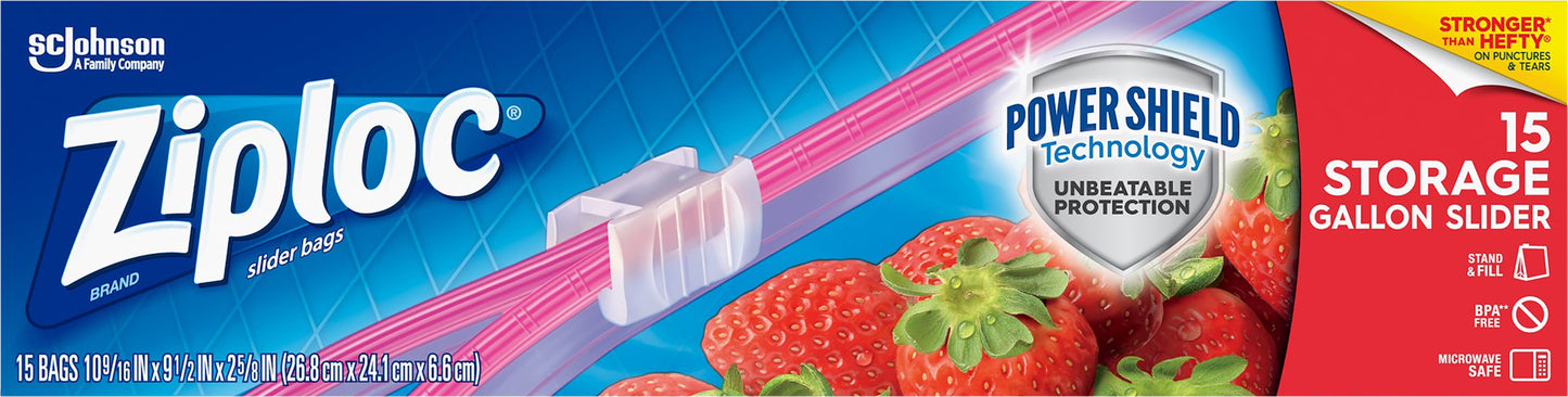Ziploc Gallon Storage Slider Bags 15 ea