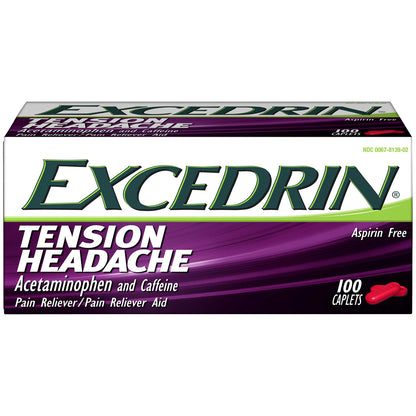 Excedrin Tension Headache Relief Caplets Without Aspirin - 100 Count