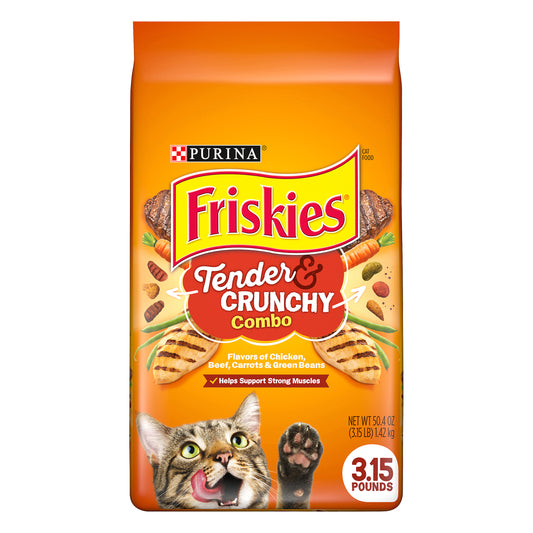 Purina Friskies Dry Cat Food, Tender & Crunchy Combo - 3.15 lb. Bag