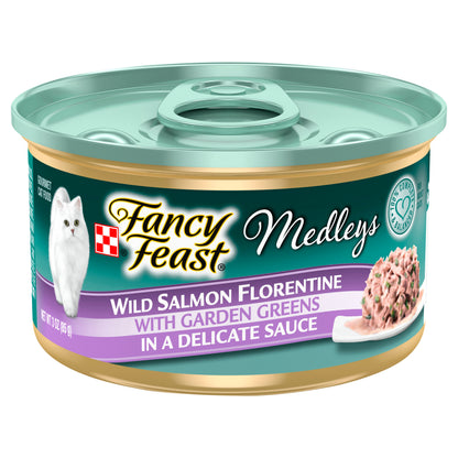 Purina Fancy Feast Wet Cat Food, Medleys Wild Salmon Florentine With Garden Greens in Delicate Sauce