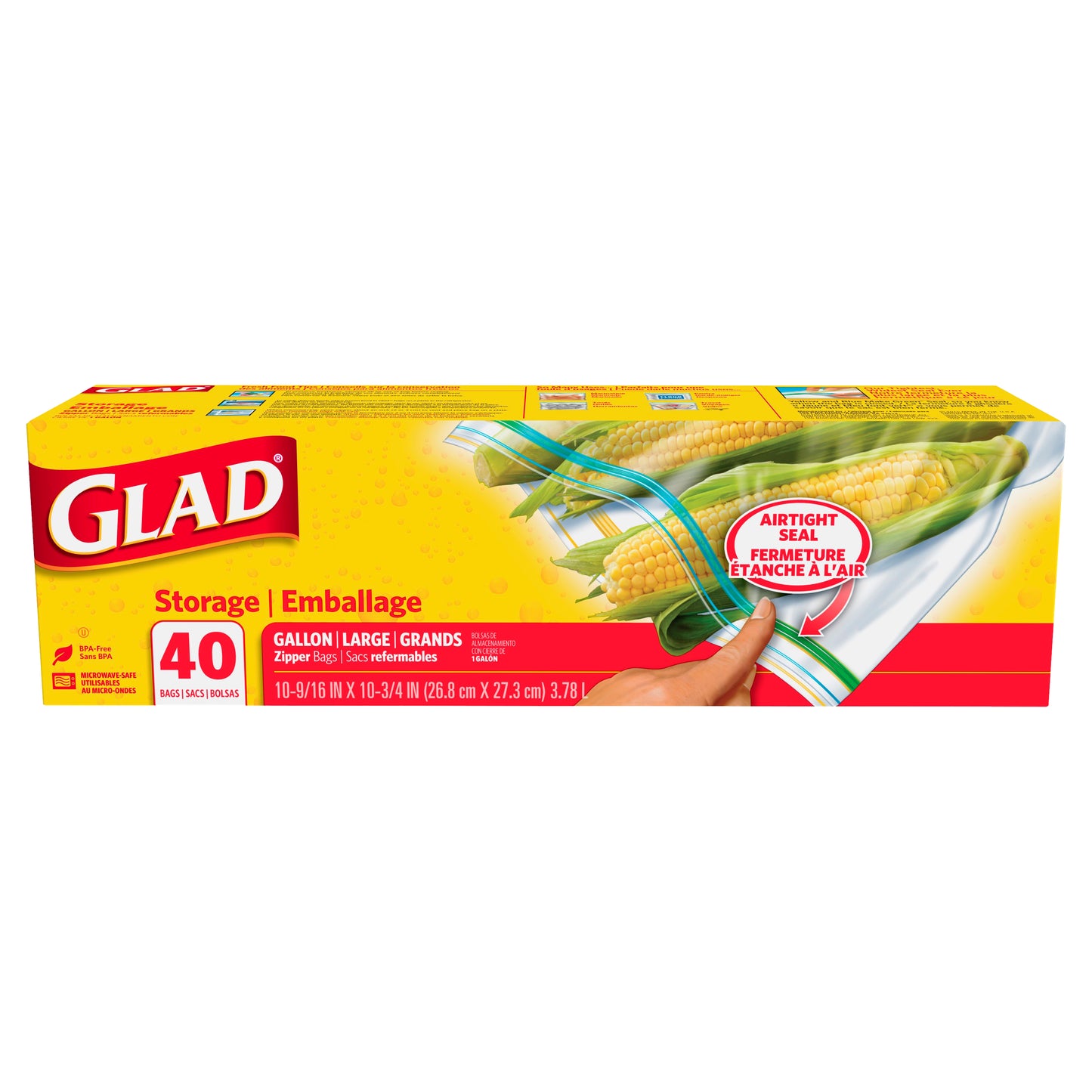 Glad Large Gallon Storage Zipper Bags 40 ea