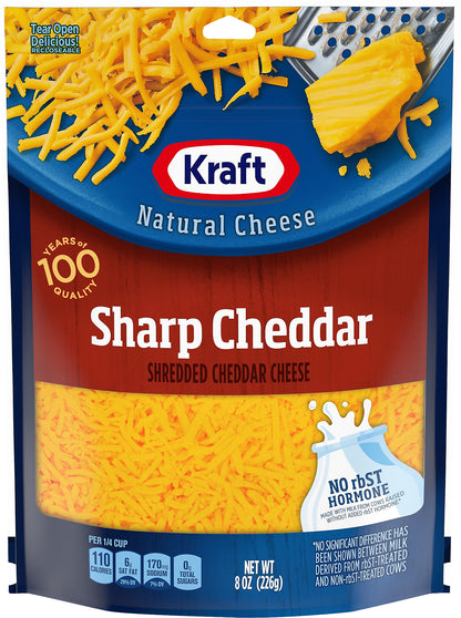 Kraft Sharp Cheddar Shredded Cheese, 8 oz Bag
