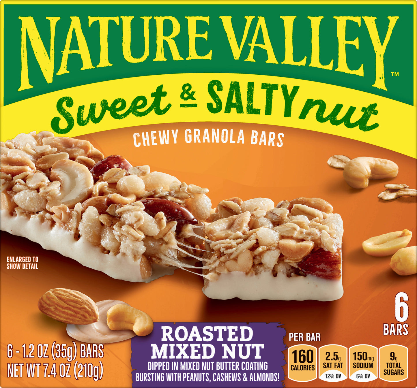 Nature Valley Sweet & Salty Nut Chewy Roasted Mixed Nut Granola Bars 1.2 oz Wrapper 6 ea Box