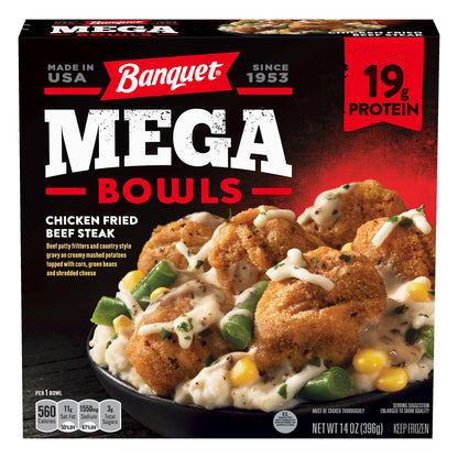 Banquet Mega Bowls Chicken Fried Beef Steak 14 oz