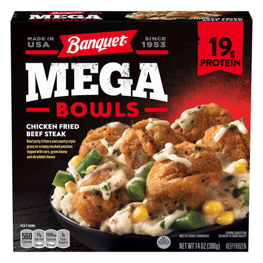 Banquet Mega Bowls Chicken Fried Beef Steak 14 oz