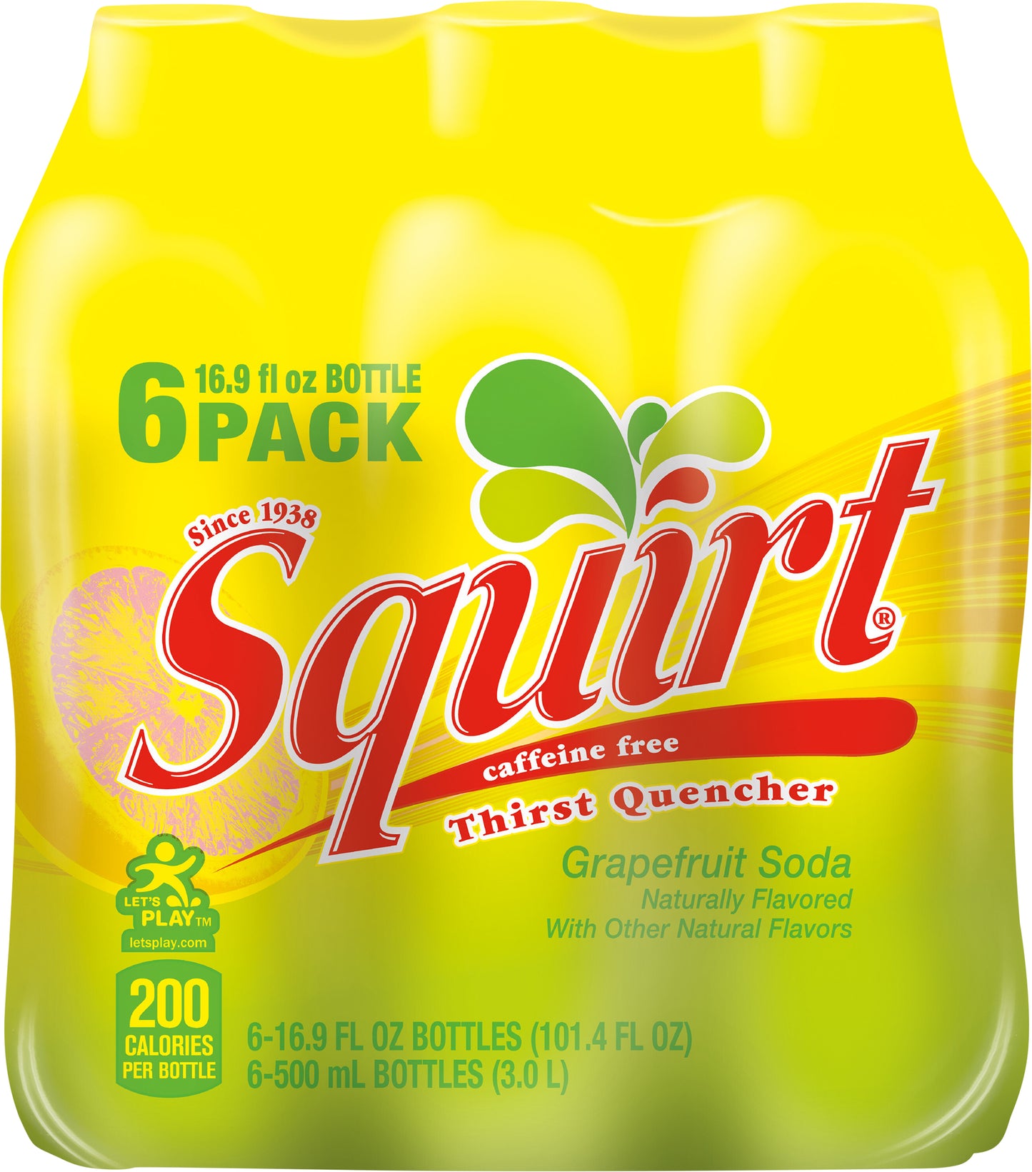 Squirt 6 Pack Caffeine Free Grapefruit Soda Thirst Quencher 6 - 16.9 fl oz Bottles