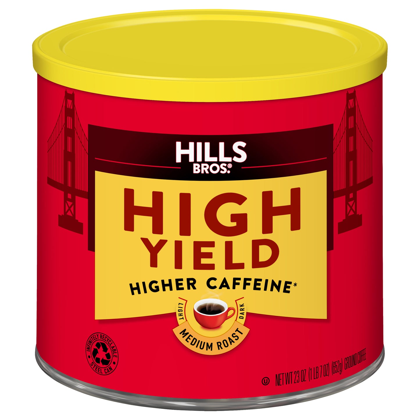 Hills Bros. High Yield Medium Roast Ground Coffee 23 oz. Can