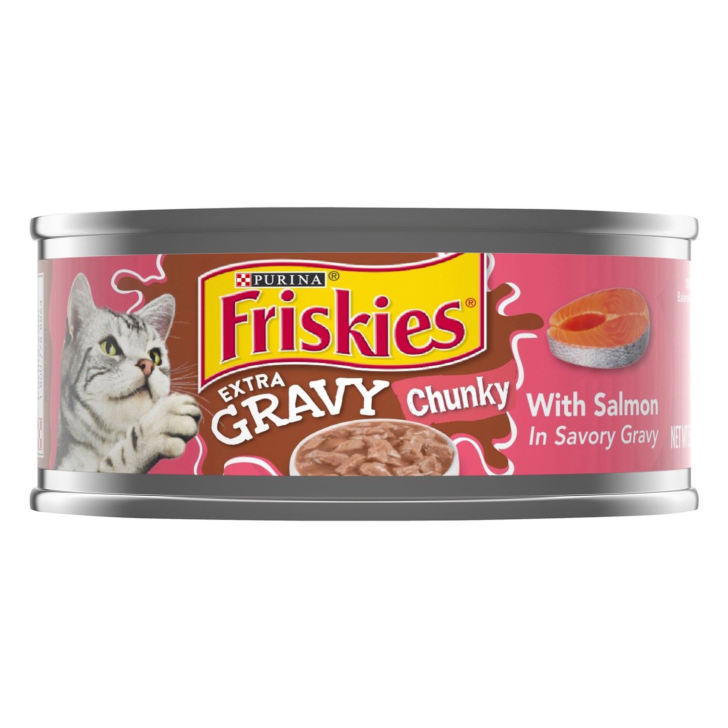 Purina Friskies Gravy Wet Cat Food, Extra Gravy Chunky With Salmon in Savory Gravy - 5.5 oz. Can