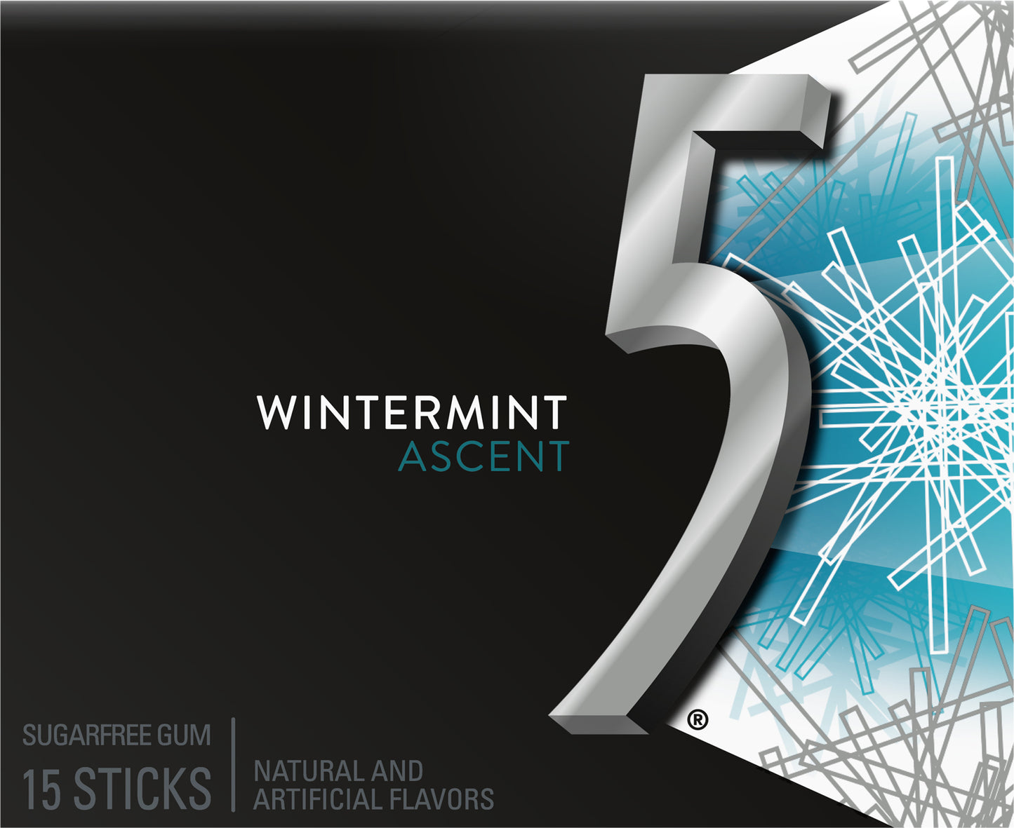 5 Gum Wintermint Ascent Sugar Free Chewing Gum, 15 Piece Single Pack