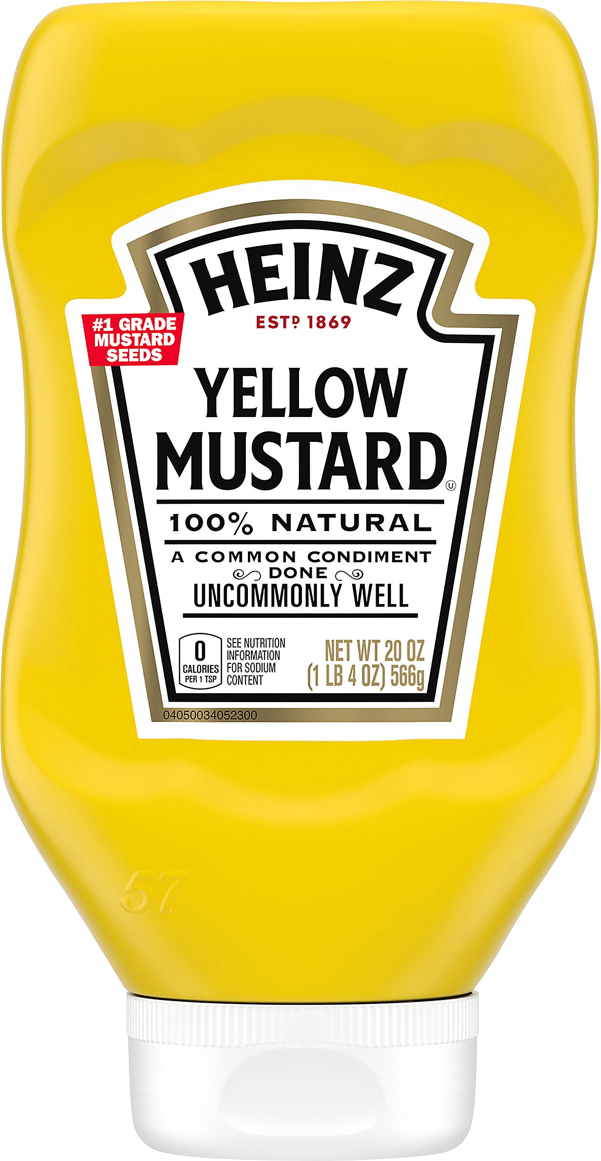 Heinz 100% Natural Yellow Mustard, 20 oz Bottle