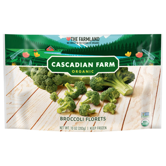 Cascadian Farm Organic, Broccoli Florets, Frozen Vegetables, Non-GMO, 10 oz Bag