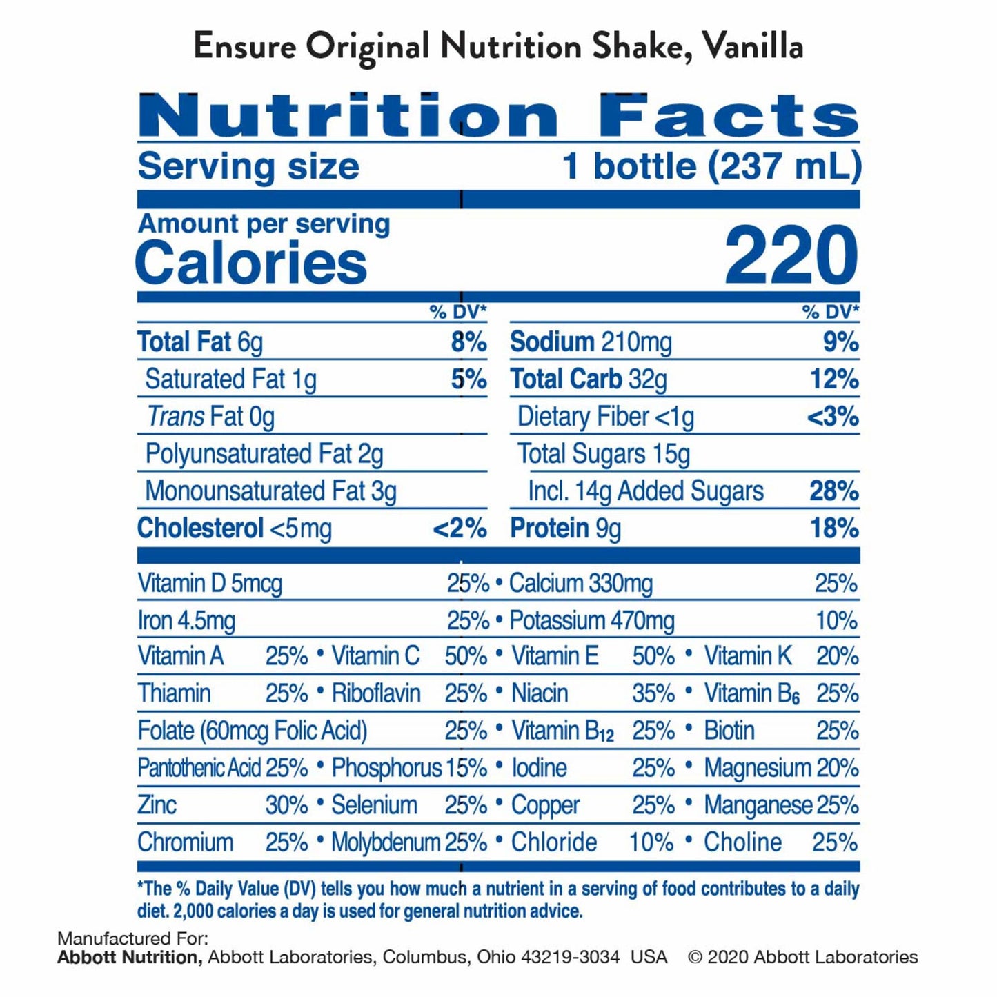Ensure Original Nutrition Shake with 9 grams of protein, Meal Replacement Shakes, Vanilla, 8 fl oz,