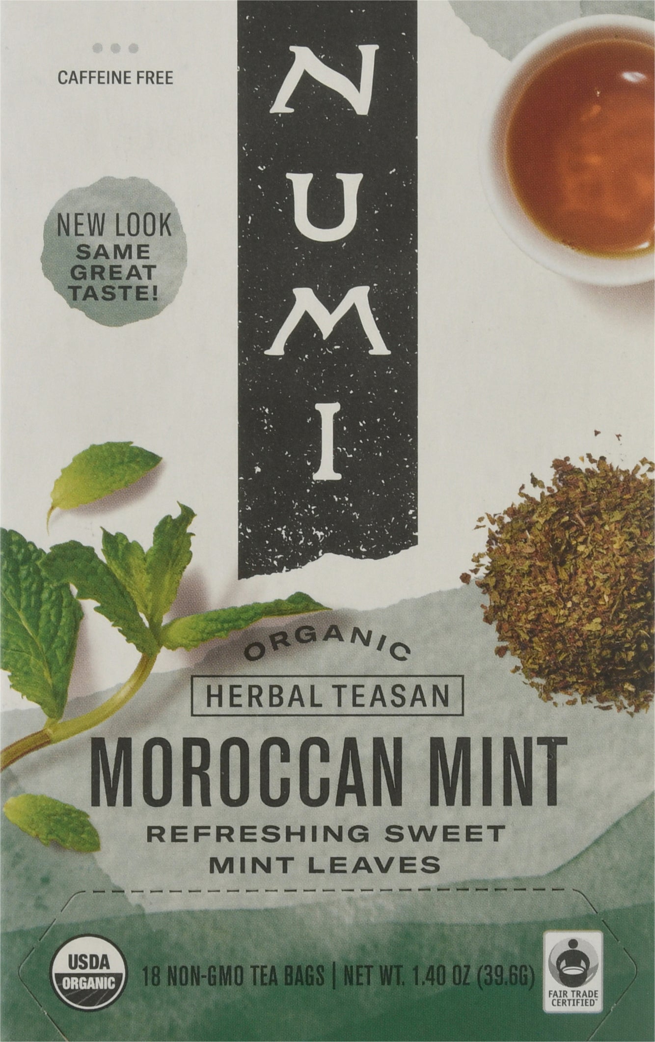 Numi Organic Caffeine Free Moroccan Mint Herbal Tea Bags 18 ea