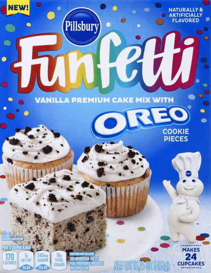 Pillsbury Funfetti Premium Vanilla with Oreo Cookie Pieces Cake Mix 15.25 oz