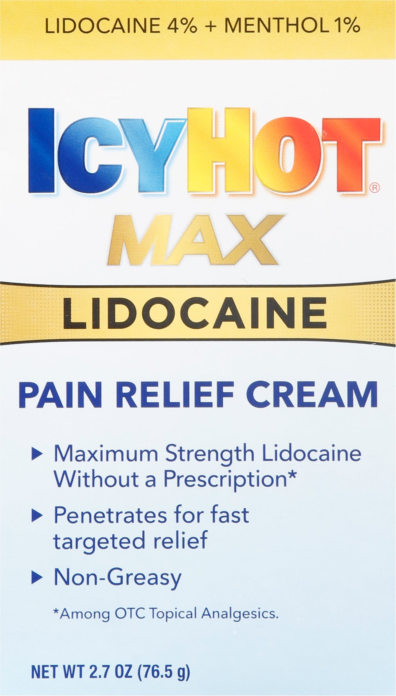 IcyHot Max Lidocaine Pain Relief Cream 2.7 oz