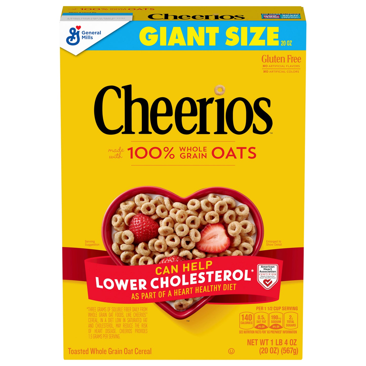Cheerios, Breakfast Cereal with Whole Grain Oats, Gluten Free, 20 oz