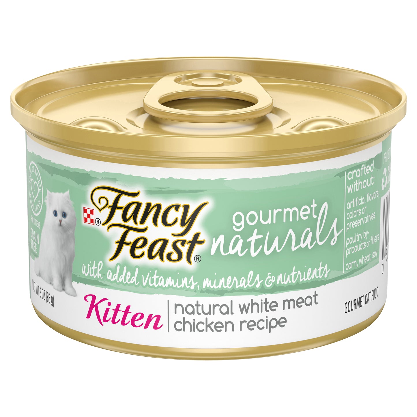 Purina Fancy Feast Grain Free, Natural Pate Wet Kitten Food, Gourmet Naturals Natural White Meat Chi