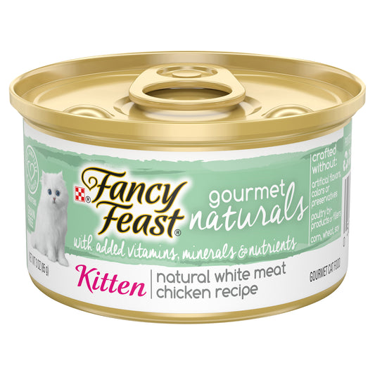 Purina Fancy Feast Grain Free, Natural Pate Wet Kitten Food, Gourmet Naturals Natural White Meat Chi