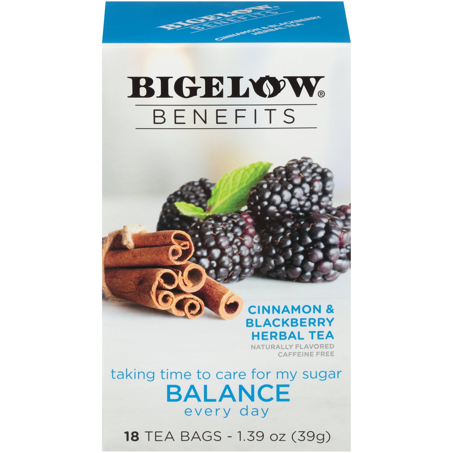 Bigelow® Benefits Cinnamon & Blackberry Herbal Tea 18 ct Tea Bags 1.39 oz. Box