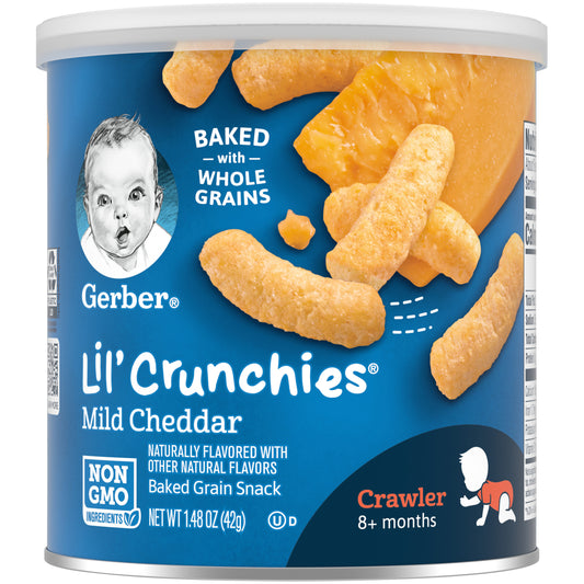 Gerber Lil' Crunchies Baked Corn Snack, Mild Cheddar, 1.48 oz.