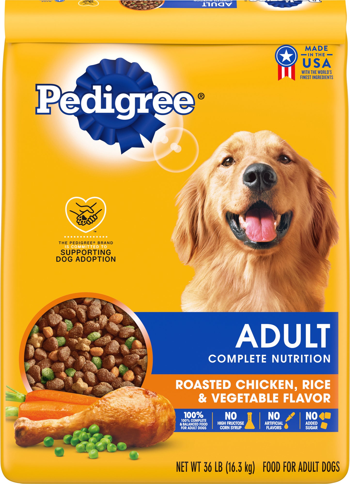 Pedigree Complete Nutrition Adult Roasted Chicken, Rice & Vegetable Flavor Food for Adult Dogs 36 lb