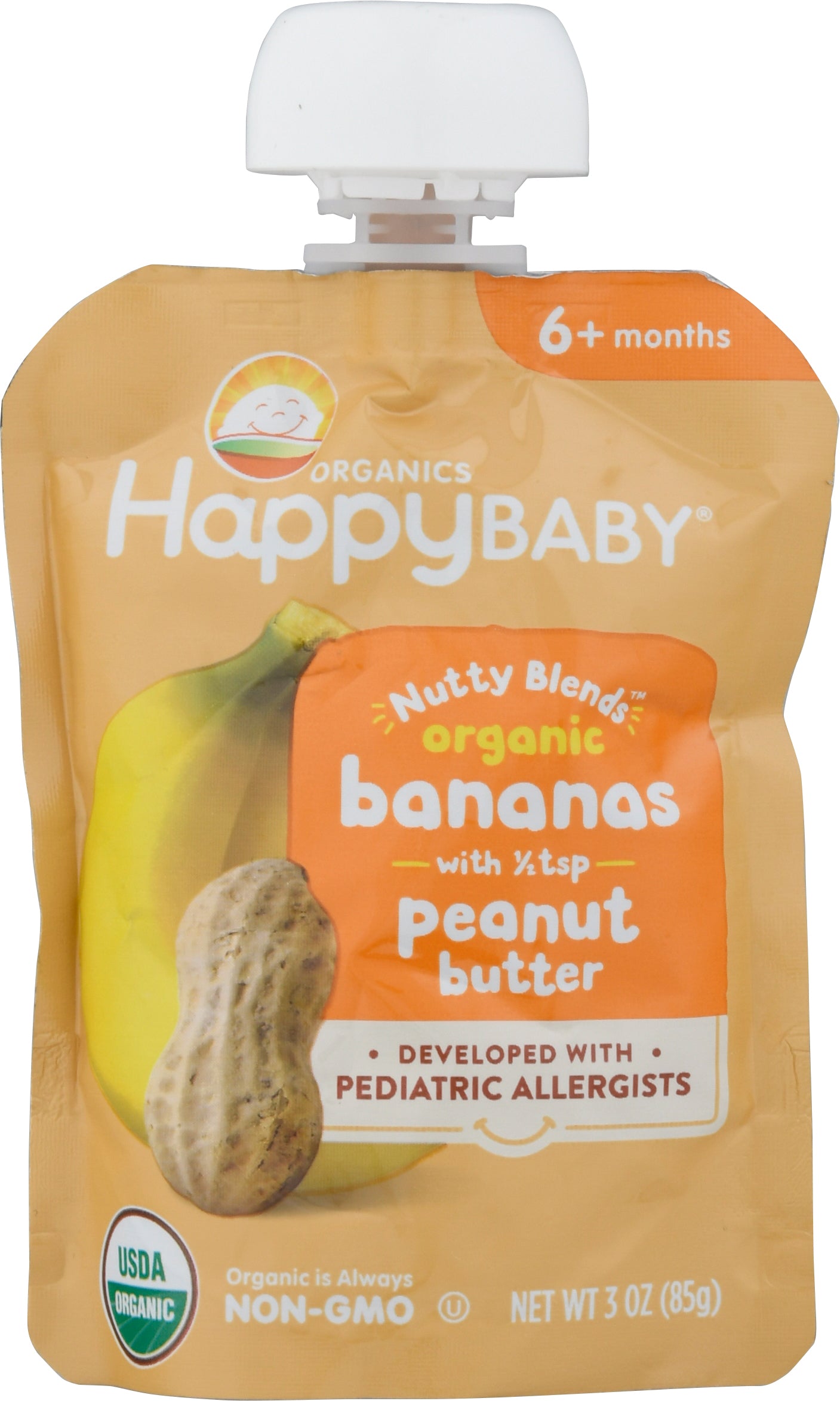 Happy Baby Organics Nutty Blends 6+ Months Bananas with Peanut Butter 3 oz