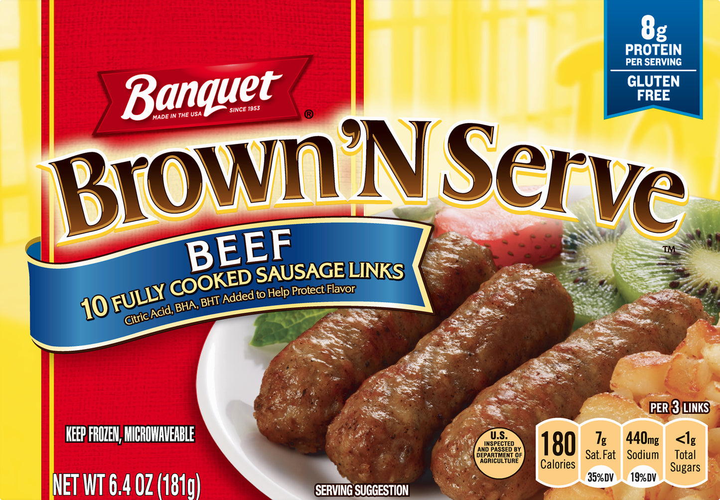 Banquet Brown 'N Serve Beef Sausage Links 10 ea