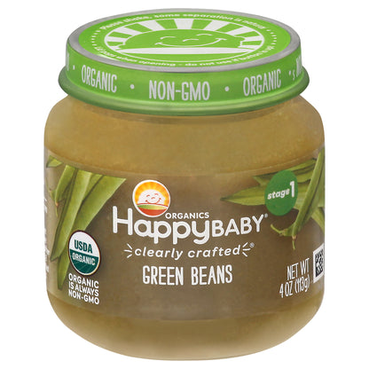 HappyBaby Organics Stage 1 Green Beans Baby Food 4 oz