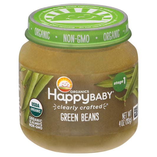 HappyBaby Organics Stage 1 Green Beans Baby Food 4 oz
