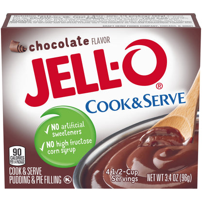 Jell-O Cook and Serve Chocolate Pudding, 3.4 oz Box