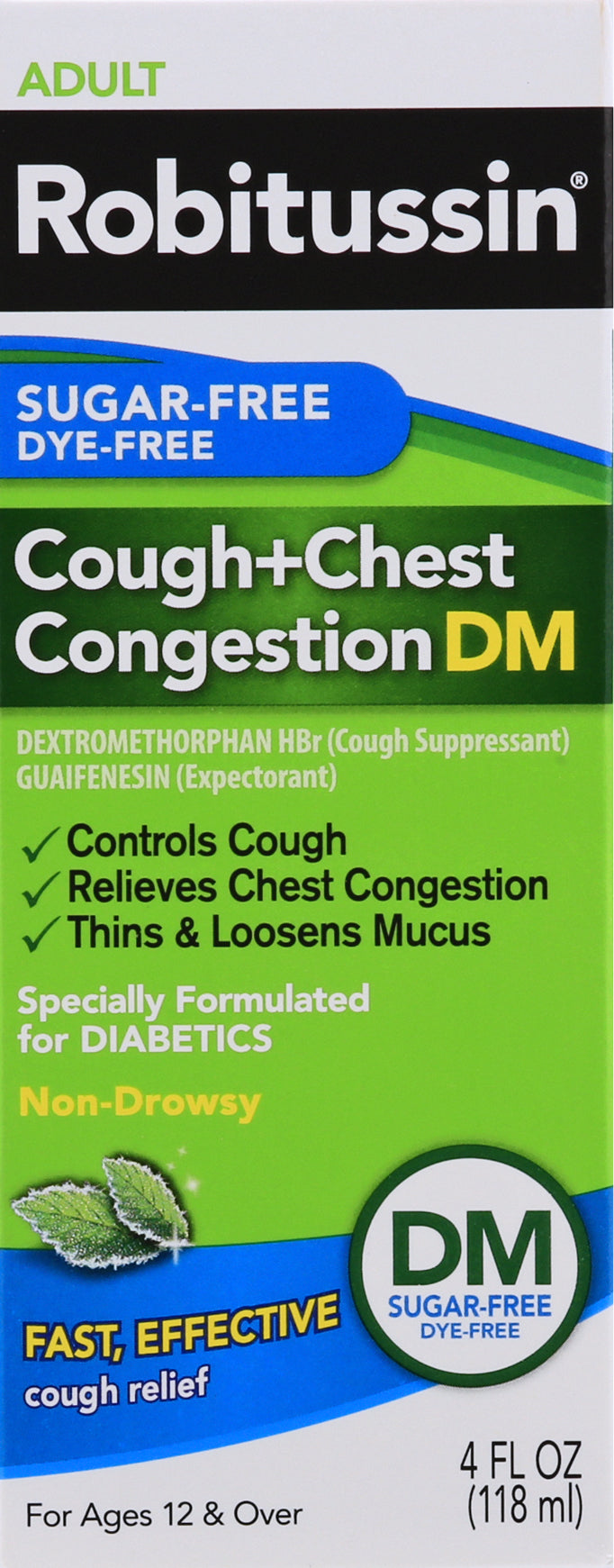 Robitussin Adult Sugar-Free Cough+Chest Congestion DM 4 oz