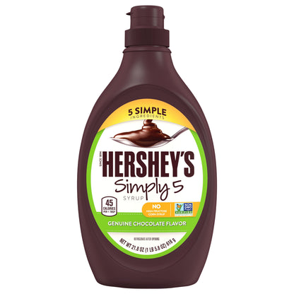HERSHEY'S Simply 5 Chocolate Syrup, Halloween Baking Supplies, 21.8 oz, Bottle