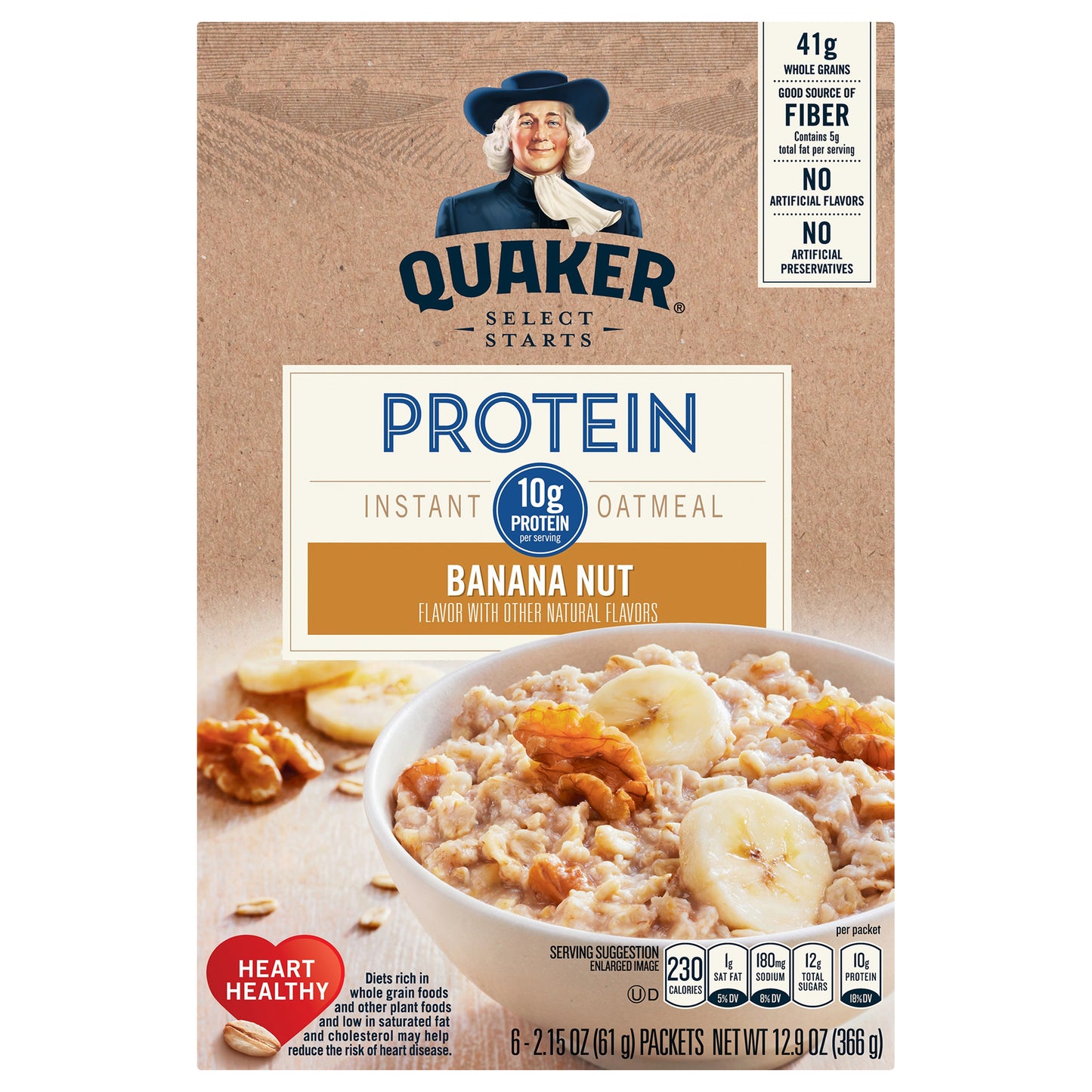 Quaker Select Starts Protein Banana Nut Instant Oatmeal 6 ea