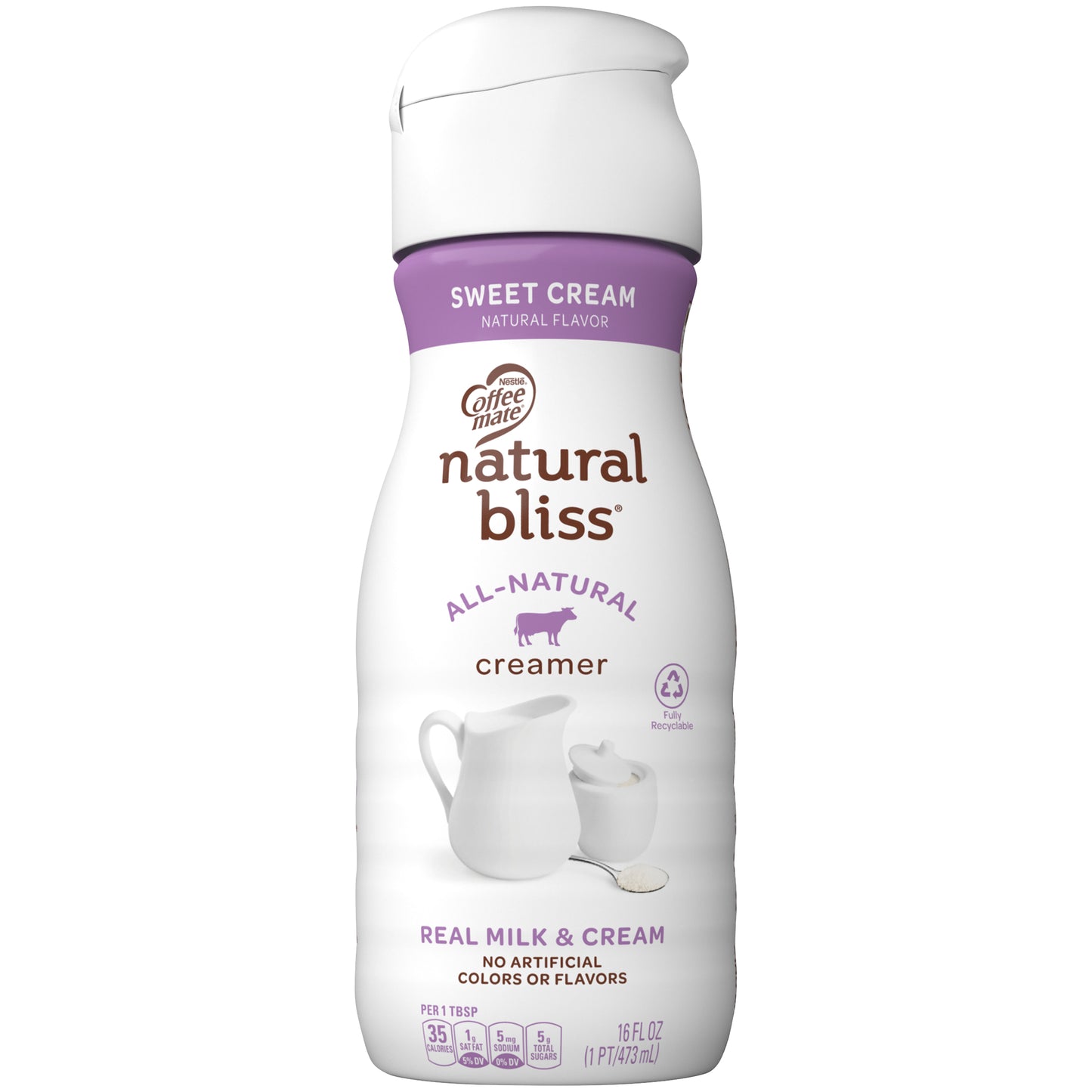 COFFEE MATE NATURAL BLISS Sweet Cream All-Natural Liquid Coffee Creamer, 16 fl. oz. Bottle | Dairy C